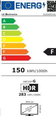 Label énergétique LG OLED83C43LA (83", OLED, 4K, 2024)