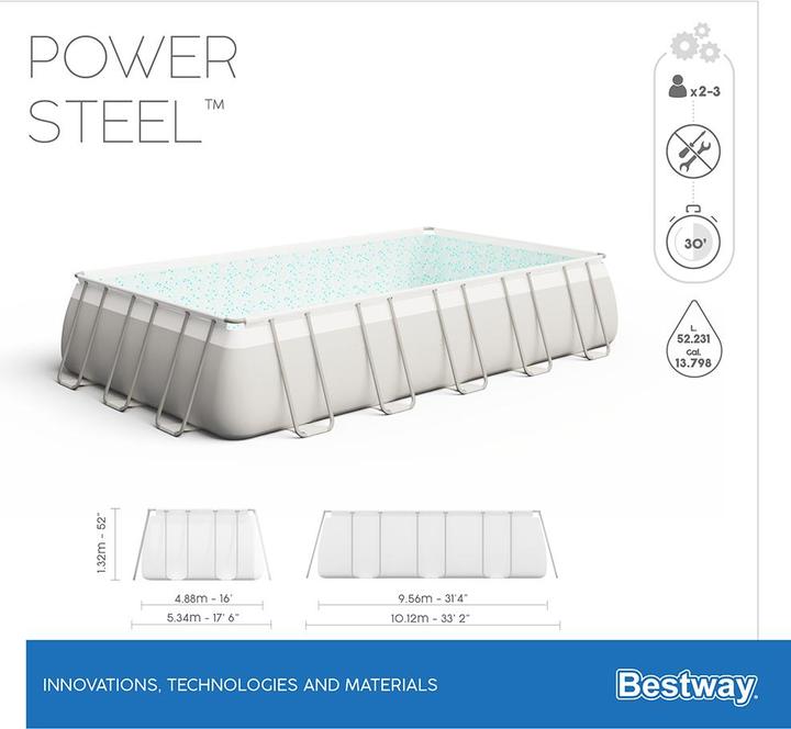 Produktbild Bestway Power Steel Aufstellpool-Set 956 x 488 x 132 cm (956 x 488 x 132 cm)