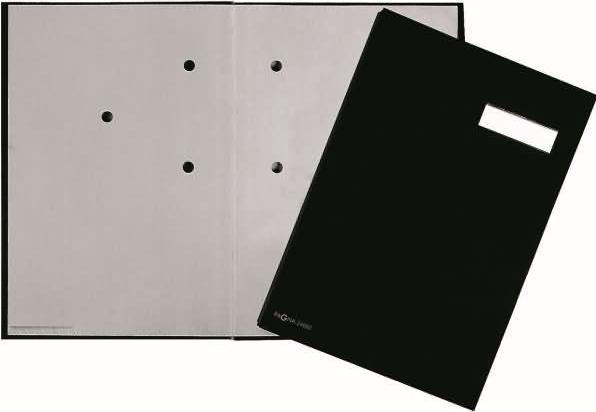 Immagine prodotto Pagna Cartella firmata DIN A4 lino nero grigio 5 scomparti (A4, 1 x)
