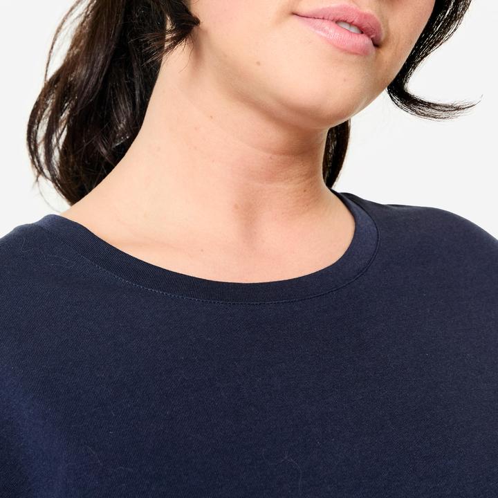 Image du produit Domyos Tee-shirt en coton col rond femme, bleu foncé (3XL)