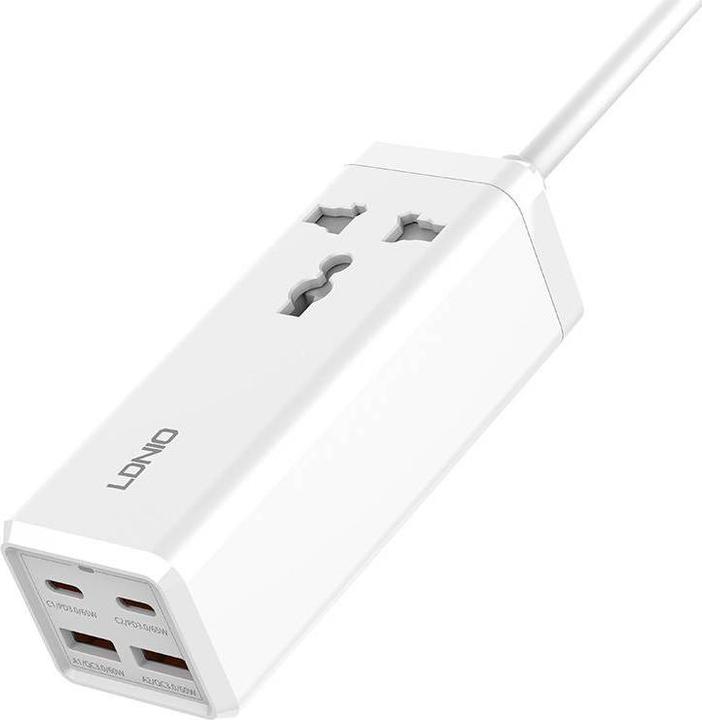 Actual product image Ldnio Power strip with 1 AC socket, 2x USB, 2x USB-C SC1418, EU/US, (white)