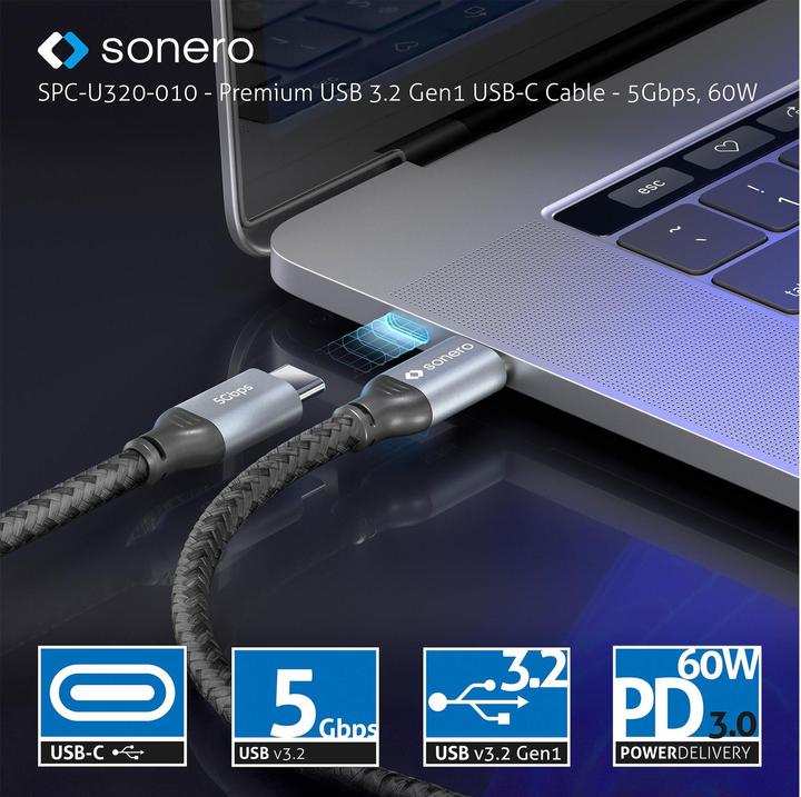 Image du produit Sonero Câble USB C - USB C 1 m (1 m, USB 3.2 Gen 1)