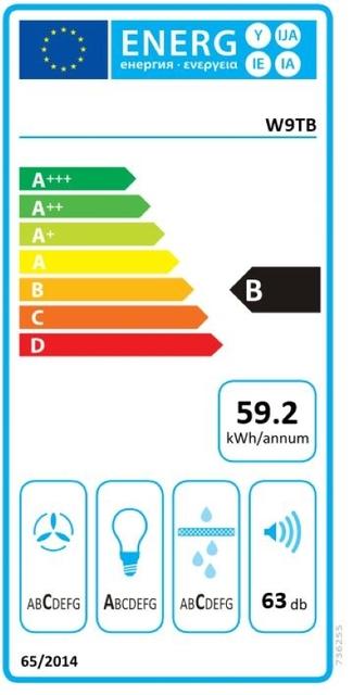 Energy Label Gorenje W9TB chimney bonnet headless 90cm sw (Wall hood)