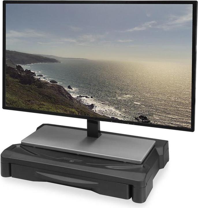 Image du produit Support pour écran extra large avec tiroir, jusqu'à 10kg, hauteur réglable, noir