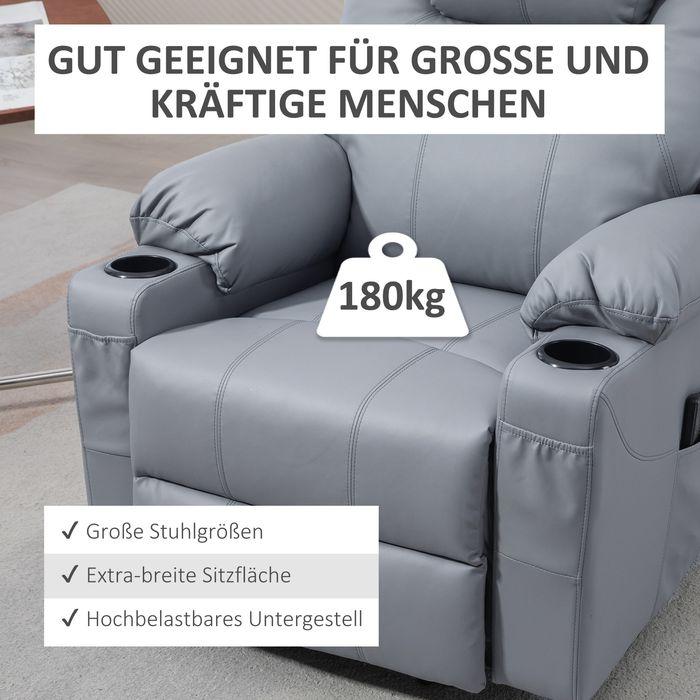 Produktbild Swisshandel24 Fernsehsessel Aufstehhilfe elektrisch Massagefunktion Liegefunktion Fernbedienung Grau