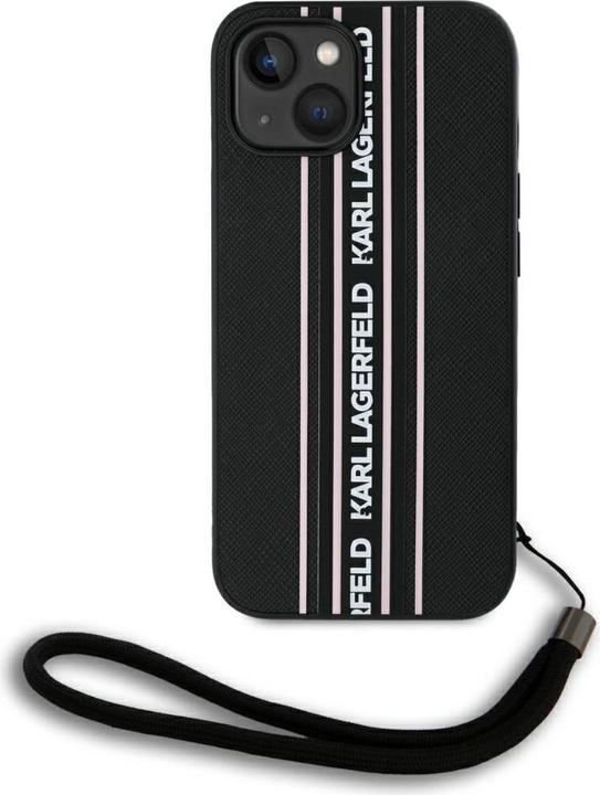 Productafbeelding Karl Lagerfeld PU Saffiano Athleisure Stripe and Strap Case voor iPhone 15 Roze (Apple iPhone 15)