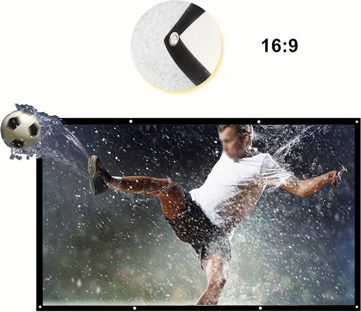 Produktbild PhoneLook Doppelseitige 16:9 Projektionsleinwand mit pflegeleichtem, bügelbarem Stoff (60 Zoll, 152 cm) (60", 16:9)