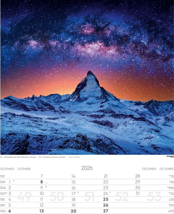 Actual product image Alpen Kalender 2026 (Hardcover, German, French, Italian, English)