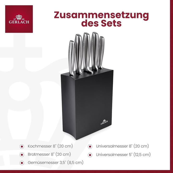 Actual product image Gerlach Jerlach Modern knife in black 5 pcs. in the block.