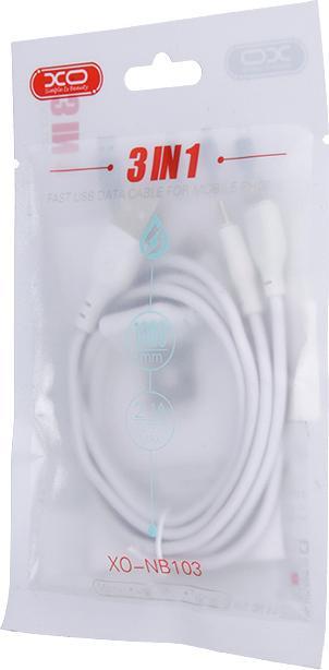 Image du produit xO câble NB103 3in1 USB - Lightning + USB-C + microUSB 1,0 m 2,1A blanc (1 m, USB 3.1)