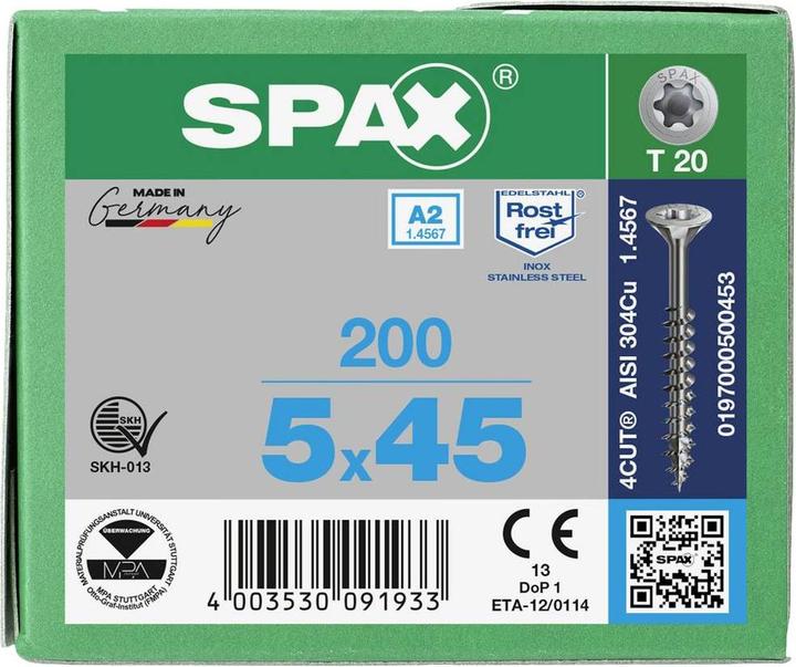 Image du produit Spax Vis pour panneaux agglomérés A2 (200 Vis par pièce)