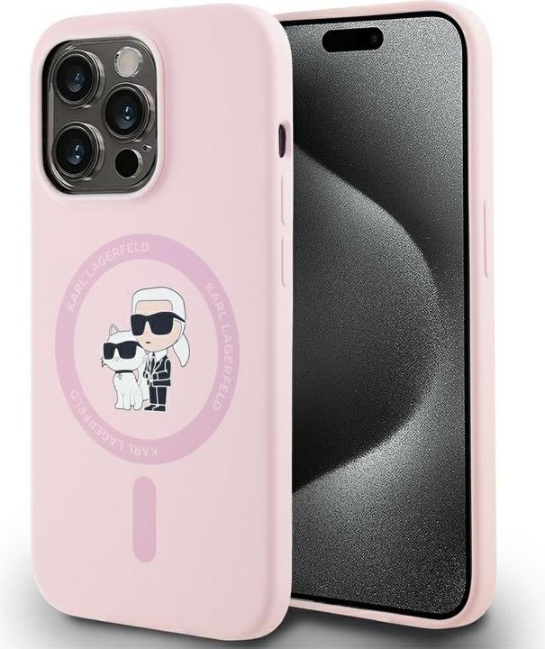 Actual product image Karl Lagerfeld Liquid Silicone Karl and Choupette MagSafe Case for iPhone 14 Pro Max Pink (Apple iPhone 14 Pro Max)