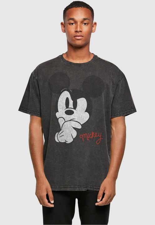 Actual product image Absolute Cult Mickey Mouse - Distressed Ponder Acid Washed Oversize Tee - 115191 (XL)
