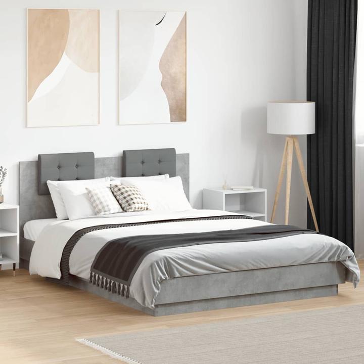 Produktbild VidaXL Bettgestell mit Kopfteil Betongrau (120 x 200 cm)