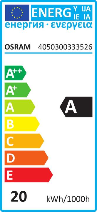 Energie-Label Osram Kompakt LLp 18W-840 (-21) DULUX F TC-F 4PIN 2G10 A,20kWh/1000h (2G10, 17.90 W, 1100 lm, 1 x, G)