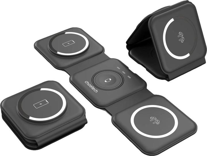 Actual product image Choetech T588-F 3in1 Magnetic Wireless Charger (black) (15 W)