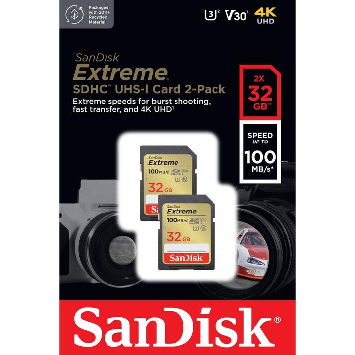 Productafbeelding SanDisk Extreme SDHC /s UHS-I (32 GB, SDHC, U3, UHS-I)