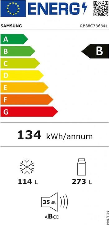 Energie-Label Samsung Kühl-Gefrierkombination RB7300 Bespoke (387 l)