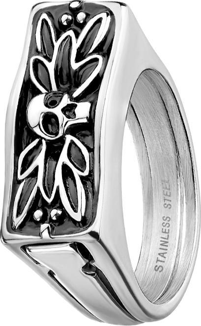 Star Piercing Ring silber Totenkopf mit Geheimfach