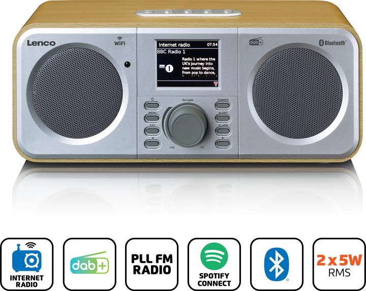 Image du produit Lenco DIR-141 (FM, DAB+ DAB, PLL, VHF, Webradio, Bluetooth, WiFi)