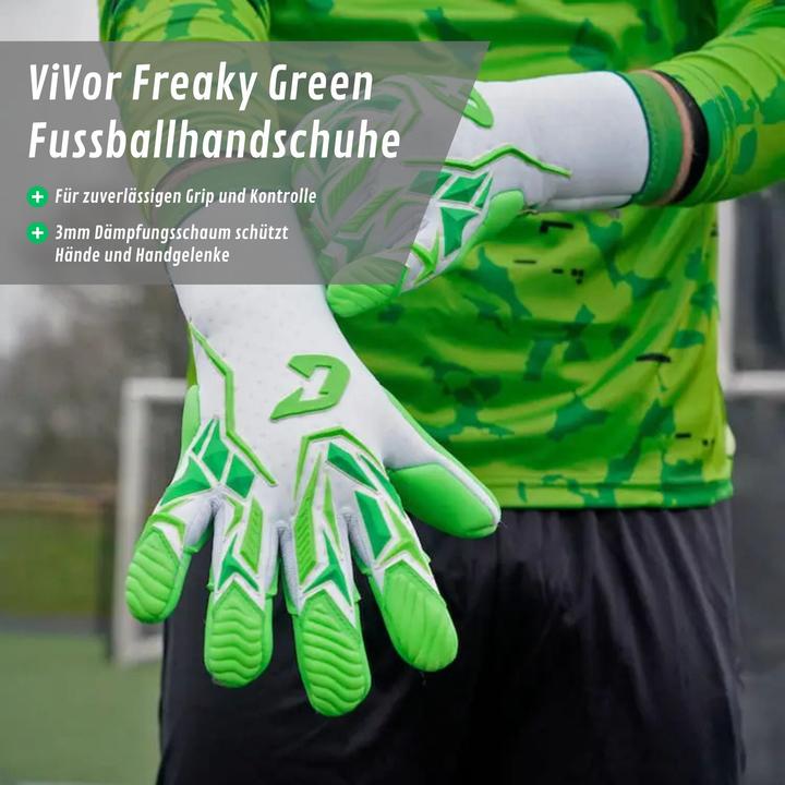 Actual product image Catch & Keep Fussballhandschuhe ViVor Freaky Green Gr. 8 Torwart Goalie Handschuhe (8)