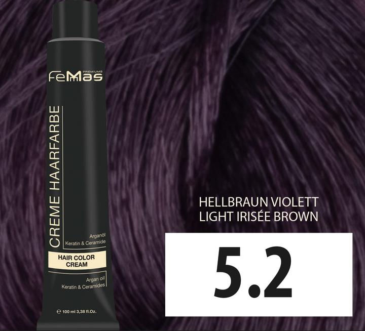 Immagine prodotto FemMas 5.2) Colore per capelli castano chiaro Vıolett 100ml (Metalıc 100ml, Vıolett marrone chiaro 100ml)