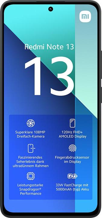 Image du produit Xiaomi Redmi Note 13 (128 Go, Midnight Black, 6.67", Double SIM hybride, 108 Mpx, 4G)
