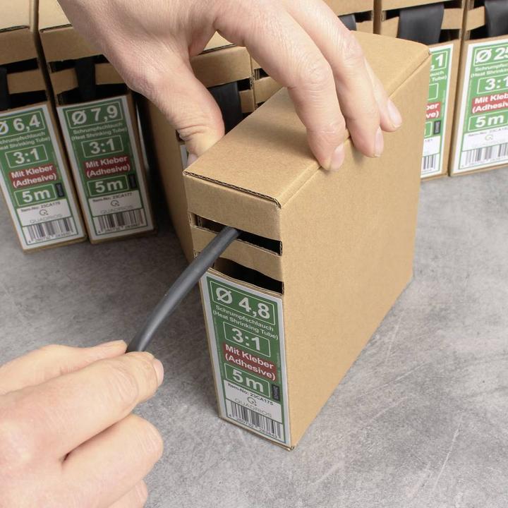 Actual product image Quadrios 23CA182 Heat shrink tubing with adhesive black Shrink ratio:3:1 5 m (1 x)
