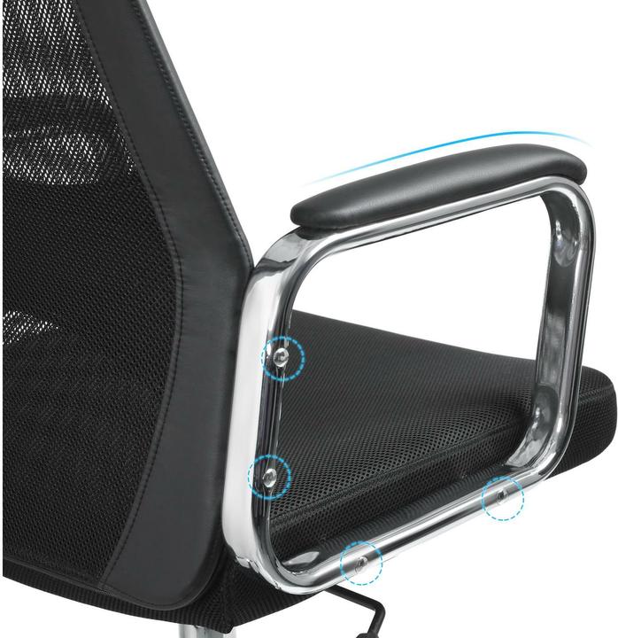 Image du produit Songmics Chaise de bureau, OBN33BK similicuir noir, piétement chromé