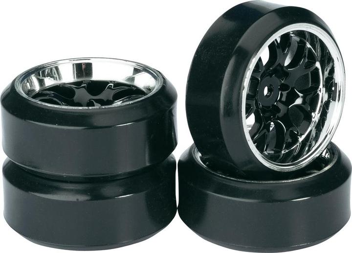 Image du produit Absima Jeu de roues Drift LP nid d'abeille profil C noir/chrome 1:10 (4 pcs.)
