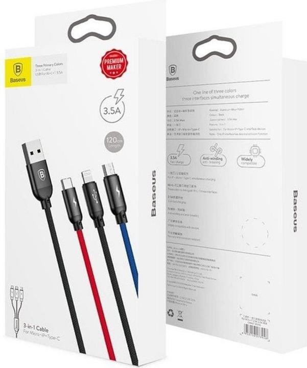 Immagine prodotto Baseus Tre colori primari 3 in 1 (0.30 m, USB 2.0)
