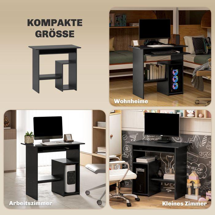 Image du produit Swisshandel24 Computertisch, Schreibtisch mit offenen Fächern und Ablageflächen, Bürotisch