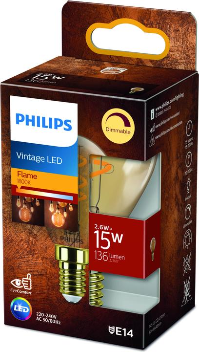 Produktbild Philips LED Vintage (E14, 2.60 W, 136 lm, 1 x, F)