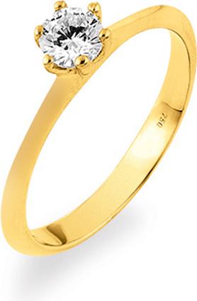 Natsumi Schmuck Ring Solitaire Gelbgold 18K/750 mit Zirkonia (57, 750/18 K Gold)