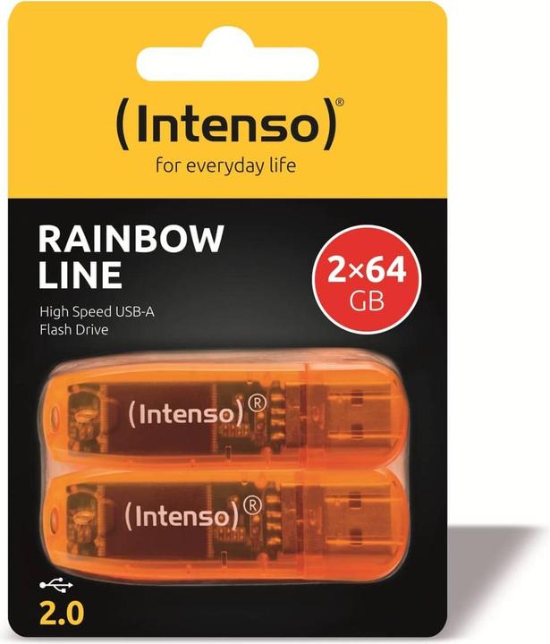 Actual product image Intenso Rainbow 2 x 64GB USB2 Orange (64 GB, USB-A)