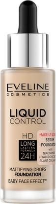 Eveline Liquid Control Hd Mattifying Drops Foundation 015 Light Vanilla 32Ml (015 Light Vanilla)