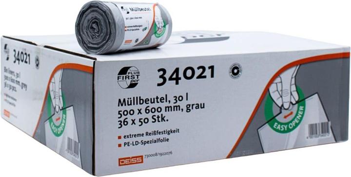 Produktbild Deiss Müllbeutel 30,0 l grau 14 µm, 50 St. (50 x, 30 l)