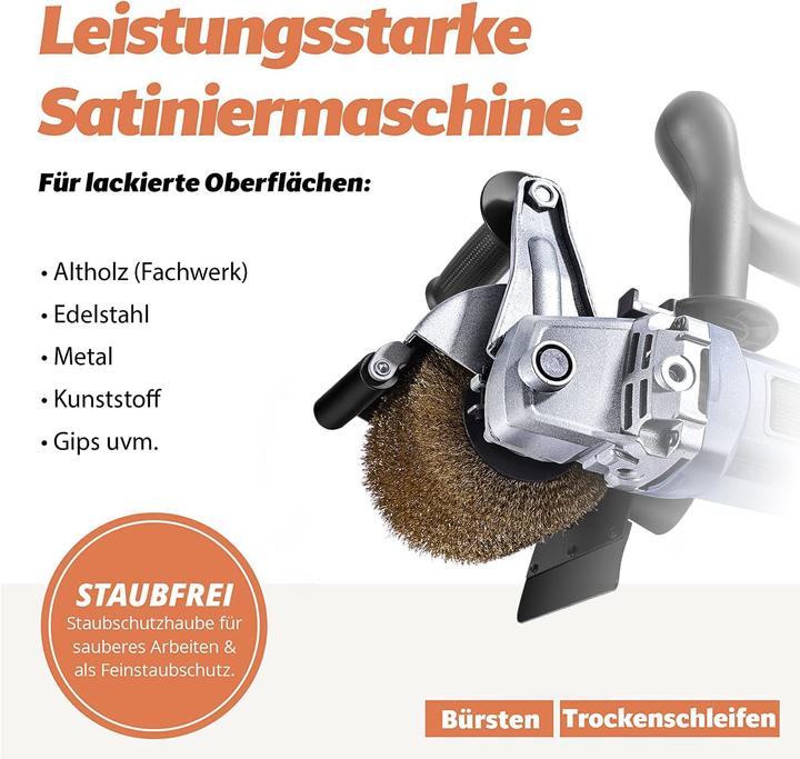 Produktbild Fanztool 1500 Watt Satiniermaschine Set mit Messing und Nylon Buerste (Bürstenschleifer, 1500 W)