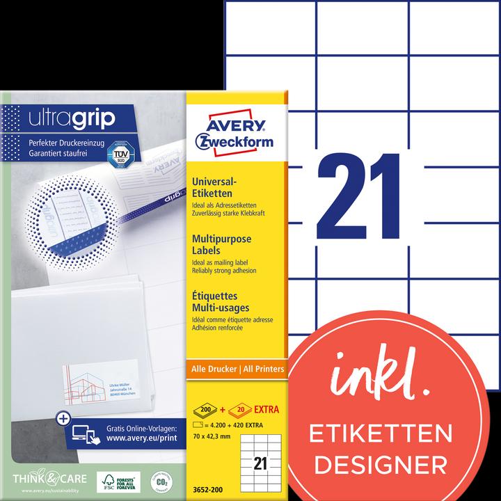 Actual product image Avery Universal labels