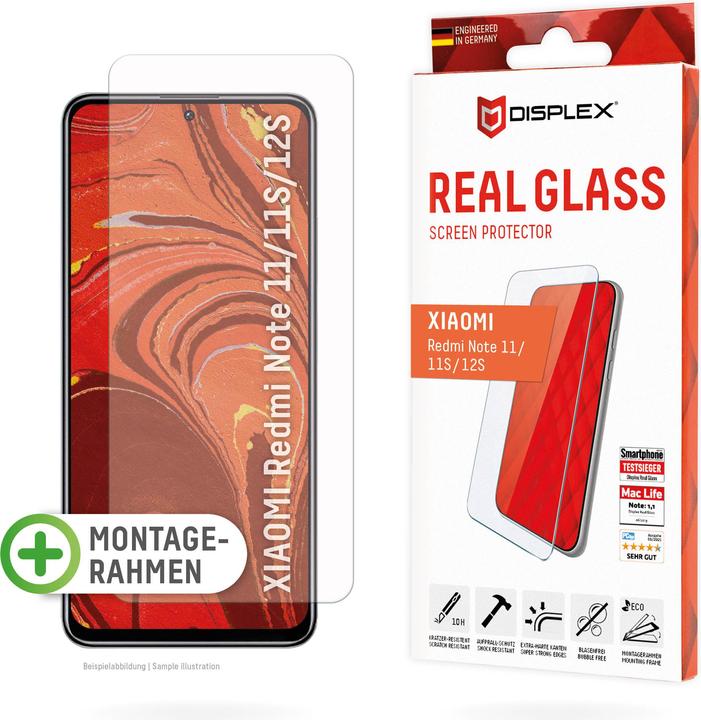 Displex Real Glass, 2D Panzerglas (1 Stück, Xiaomi Redmi Note 11, Xiaomi Redmi Note 11S, Xiaomi Redmi Note 12S, Xiaomi Poco M4 Pro)