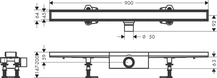 Actual product image hansgrohe HG RainDrain Compact complete shower channel set 900mm (900 mm)