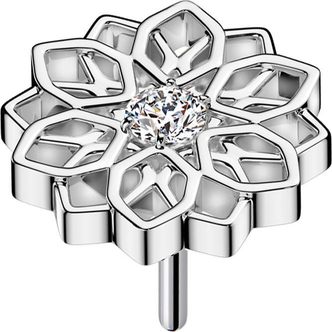 Star Piercing Threadless Lotusblume silber Kristall silber (Titan G23, ohne Messing)