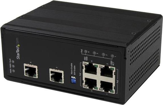 Actual product image StarTech 6 Port Unmanaged Industrial Gigabit Ethernet Switch with 4 PoE+ Ports - Voltage Regulation - Hat... (6 ports)