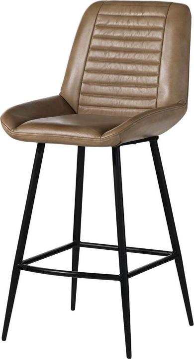 Floki24 Barhocker IRON LABEL, Echtleder & Stahl, 52x57x108 - beige