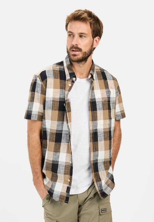 Camel Active Kariertes Kurzarmhemd aus reiner Baumwolle