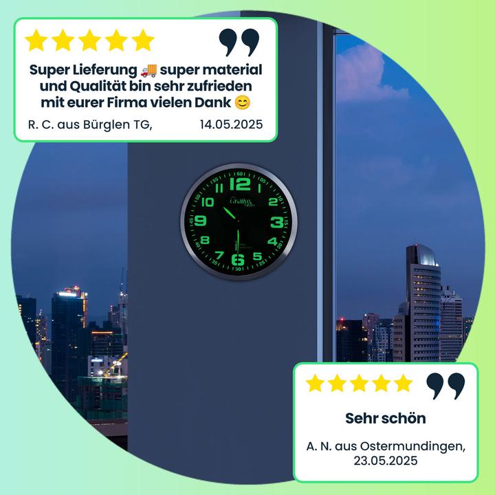 Immagine prodotto Casativo Orologio da parete radiocomandato con movimento al quarzo, luminescente, set di 2 pezzi