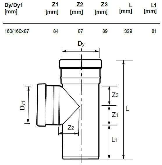 Produktbild Wavin Outdoor drainage tee, d, 160, 90*