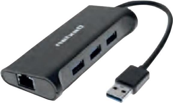 Produktbild Dexlan USB 3.0 Gigabit Netzwerk Adapter mit 3 Port USB 3.0 Hub (USB-A, 4 Ports)