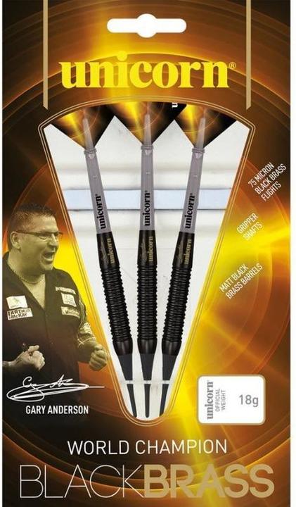 Produktbild Unicorn Black Brass Gary Anderson Soft Darts (16 g)