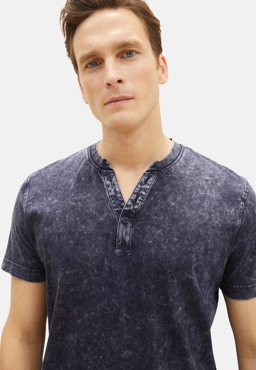 Produktbild Tom Tailor T-Shirt Kurzarmshirt mit Henley-Ausschnitt und ausgewaschener Optik (XL)